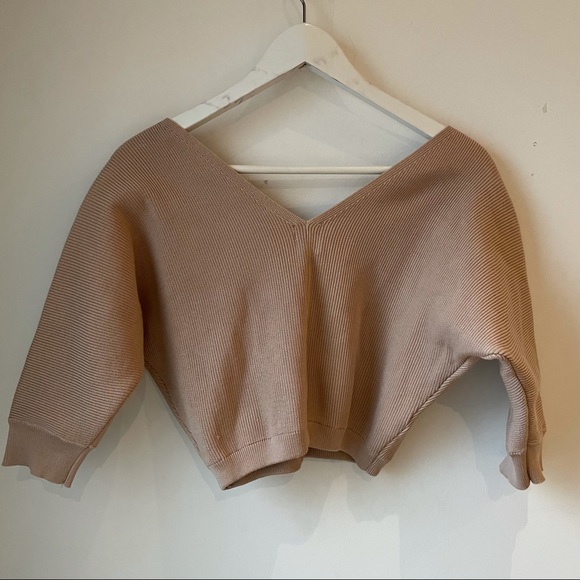 Princess Polly Love More cropped nude sweater with open neckline - Picture 6 of 9